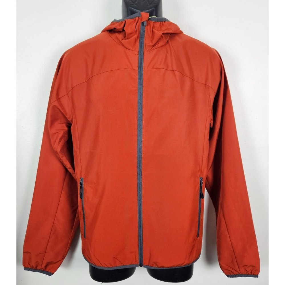All In Motion Men Jacket Size Small Lightweight Water Repellent Rust/Orange Zip